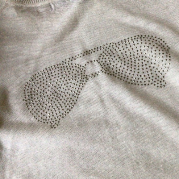 360 Sweater Revolve Ivory 100% Linen Sunglasses Studded Pullover Size S - Picture 4 of 7